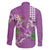 Hawaii Aloha Turtle Hibiscus and Leaves Family Matching Puletasi and Hawaiian Shirt with Polynesian and Kakau Tattoos Lilac Color - Polynesian Pride