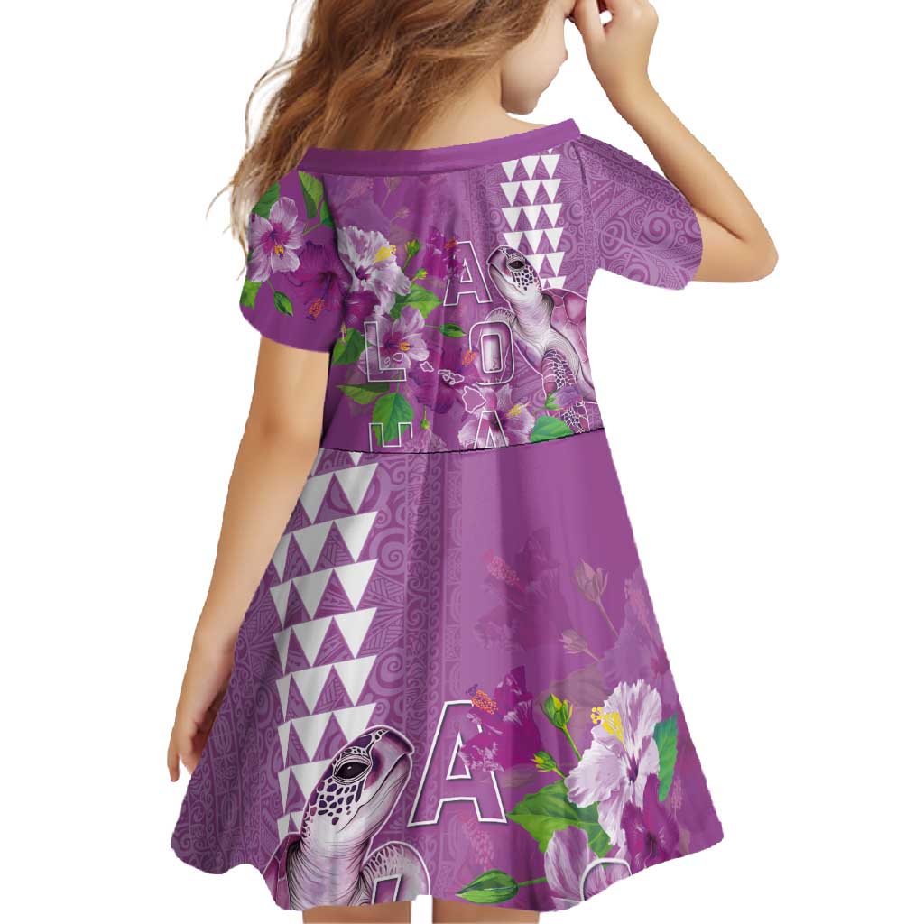 Hawaii Aloha Turtle Hibiscus and Leaves Family Matching Summer Maxi Dress and Hawaiian Shirt with Polynesian and Kakau Tattoos Lilac Color - Polynesian Pride