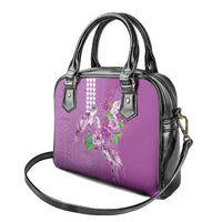 Hawaii Aloha Turtle Hibiscus and Leaves Shoulder Handbag with Polynesian and Kakau Tattoos Lilac Color - Polynesian Pride