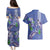 Hawaii Aloha Turtle Hibiscus and Leaves Couples Matching Puletasi and Hawaiian Shirt with Polynesian and Kakau Tattoos Denim Color - Polynesian Pride