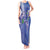 Hawaii Aloha Turtle Hibiscus and Leaves Tank Maxi Dress with Polynesian and Kakau Tattoos Denim Color - Polynesian Pride