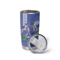 Hawaii Aloha Turtle Hibiscus and Leaves Tumbler Cup with Polynesian and Kakau Tattoos Denim Color - Polynesian Pride