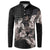 Hawaii Aloha Turtle Hibiscus and Leaves Button Sweatshirt with Polynesian and Kakau Tattoos Black Color - Polynesian Pride