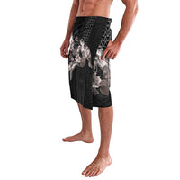 Hawaii Aloha Turtle Hibiscus and Leaves Lavalava with Polynesian and Kakau Tattoos Black Color - Polynesian Pride