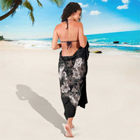 Hawaii Aloha Turtle Hibiscus and Leaves Sarong with Polynesian and Kakau Tattoos Black Color - Polynesian Pride
