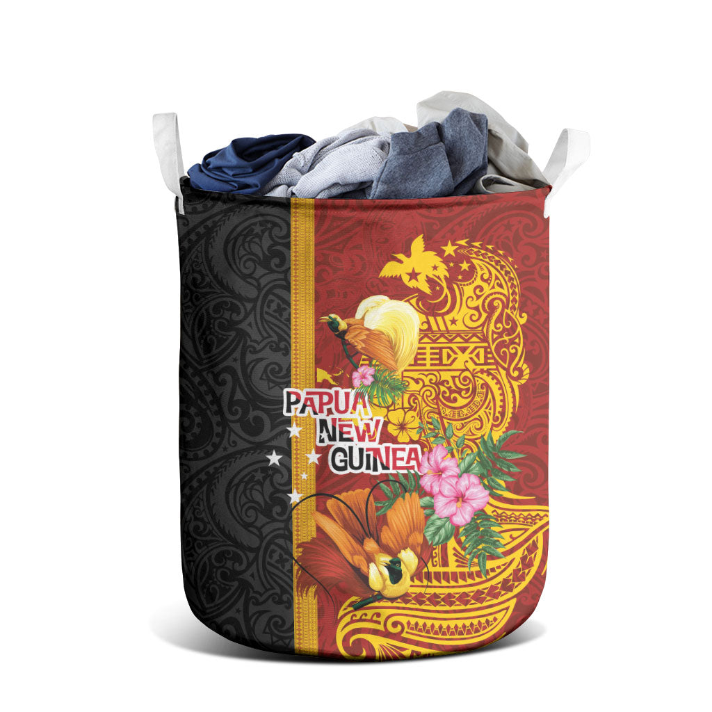 Papua New Guinea Independence Day Laundry Basket Birds-of-Paradise Melanesian Tattoos Tropical Plants