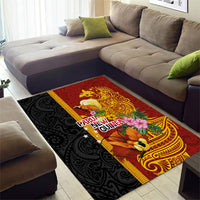 Papua New Guinea Independence Day Area Rug Birds-of-Paradise Melanesian Tattoos Tropical Plants