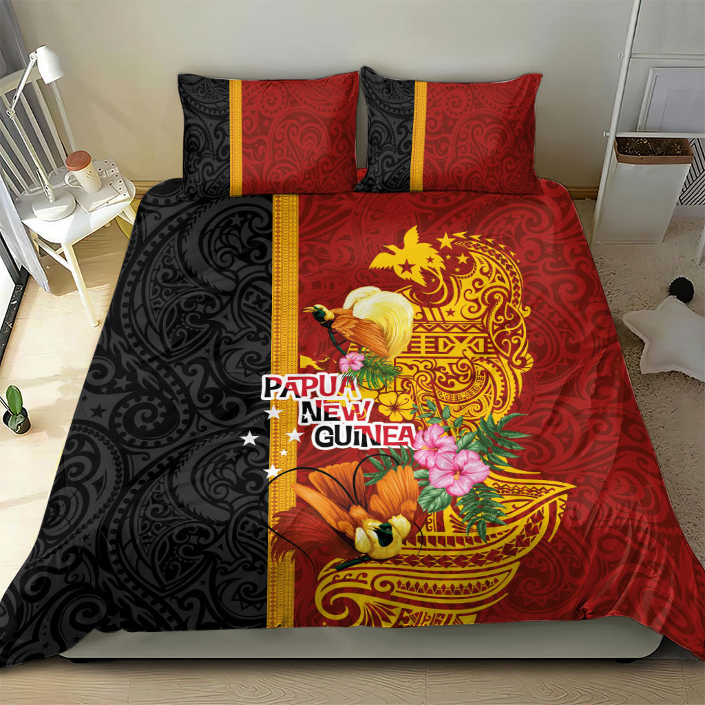 Papua New Guinea Independence Day Bedding Set Birds-of-Paradise Melanesian Tattoos Tropical Plants