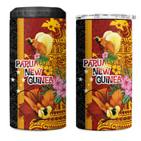 Papua New Guinea Independence Day 4 in 1 Can Cooler Tumbler Birds-of-Paradise Melanesian Tattoos Tropical Plants