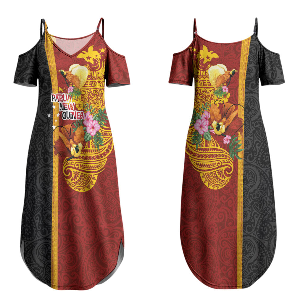 Papua New Guinea Independence Day Couples Matching Summer Maxi Dress and Hawaiian Shirt Birds-of-Paradise Melanesian Tattoos Tropical Plants