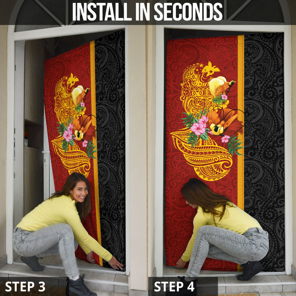 Papua New Guinea Independence Day Door Cover Birds-of-Paradise Melanesian Tattoos Tropical Plants