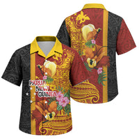 Papua New Guinea Independence Day Family Matching Long Sleeve Bodycon Dress and Hawaiian Shirt Birds-of-Paradise Melanesian Tattoos Tropical Plants
