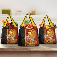 Papua New Guinea Independence Day Grocery Bag Birds-of-Paradise Melanesian Tattoos Tropical Plants