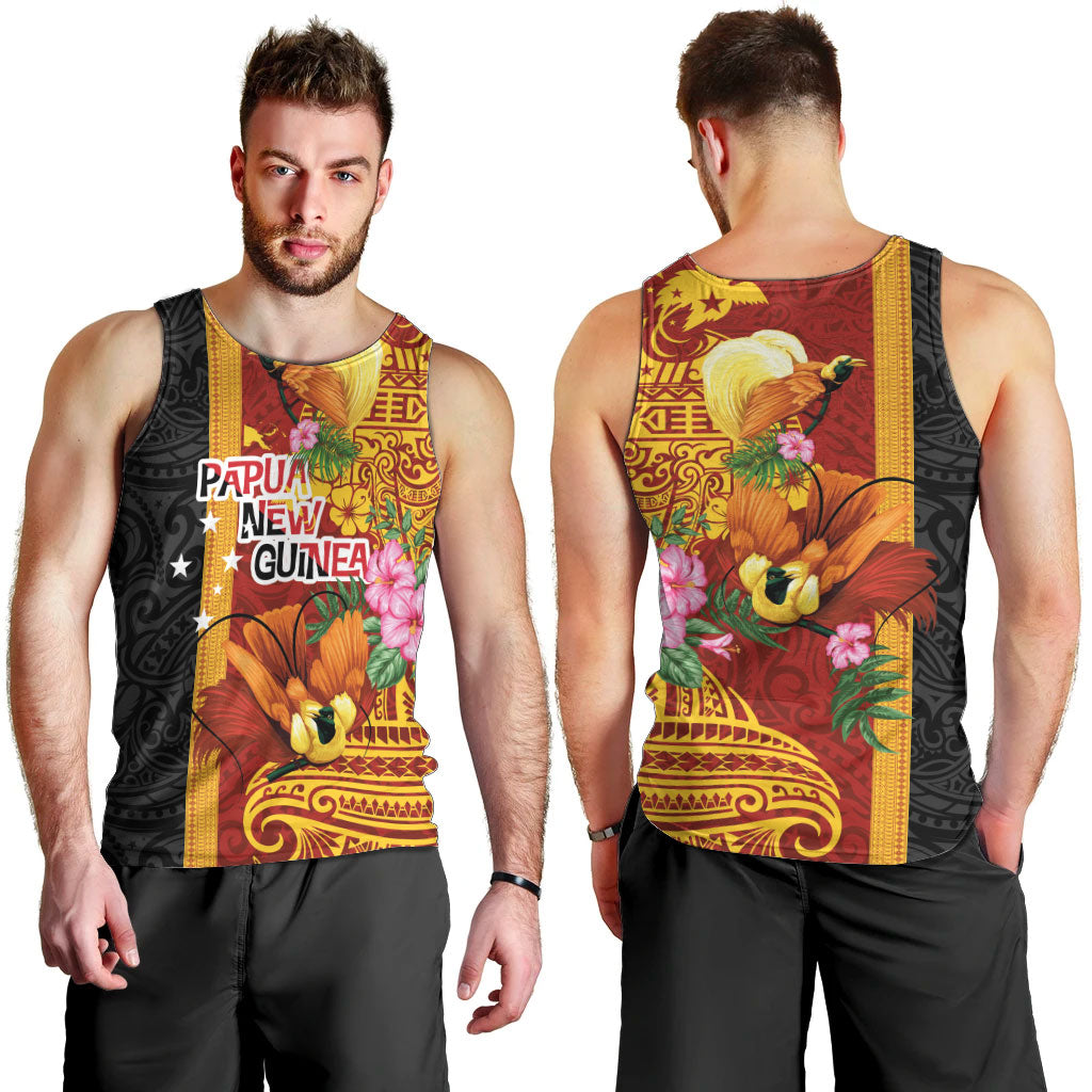 Papua New Guinea Independence Day Men Tank Top Birds-of-Paradise Melanesian Tattoos Tropical Plants