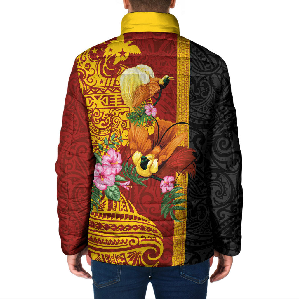 Papua New Guinea Independence Day Padded Jacket Birds-of-Paradise Melanesian Tattoos Tropical Plants