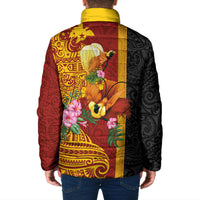 Papua New Guinea Independence Day Padded Jacket Birds-of-Paradise Melanesian Tattoos Tropical Plants
