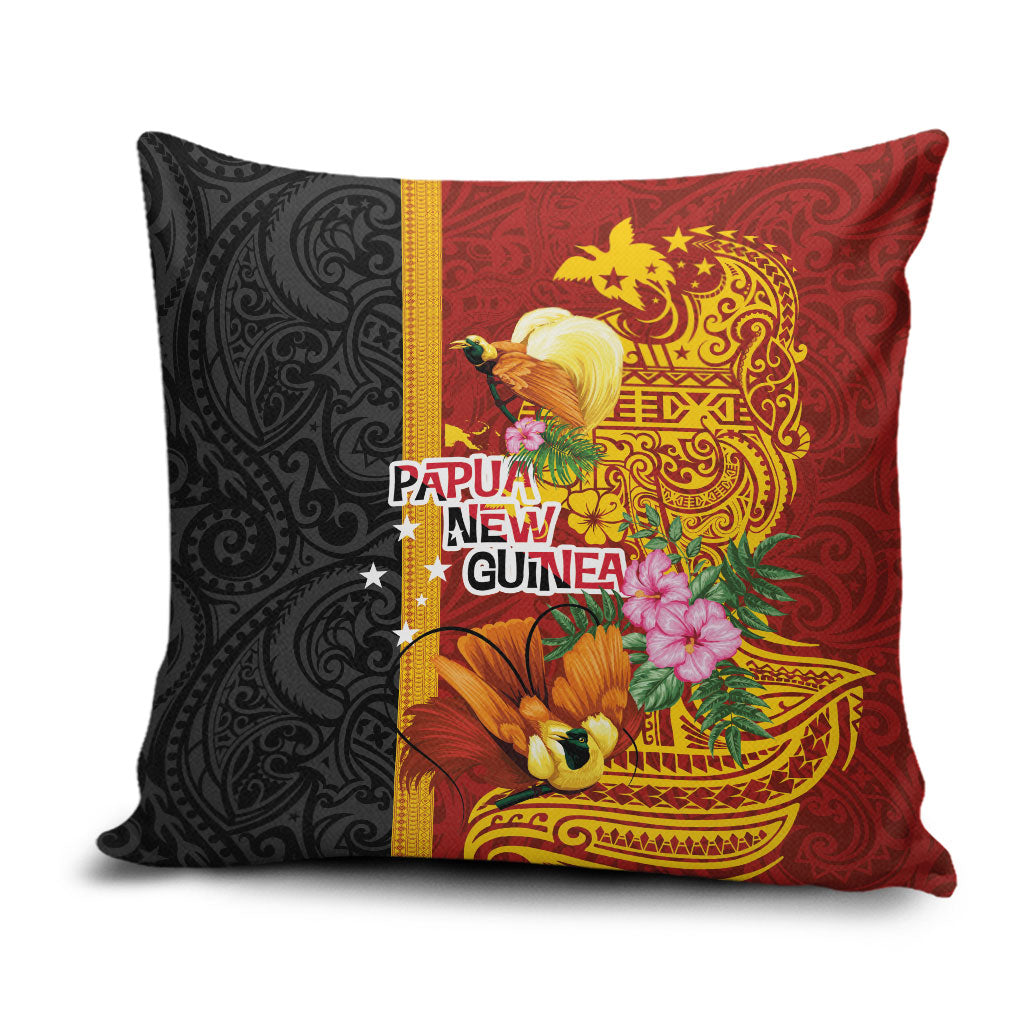 Papua New Guinea Independence Day Pillow Cover Birds-of-Paradise Melanesian Tattoos Tropical Plants