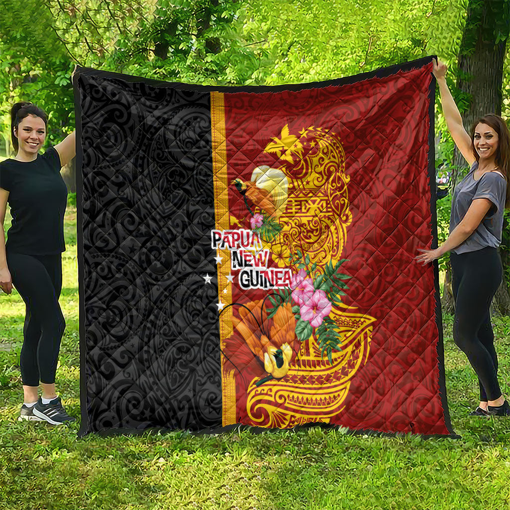 Papua New Guinea Independence Day Quilt Birds-of-Paradise Melanesian Tattoos Tropical Plants