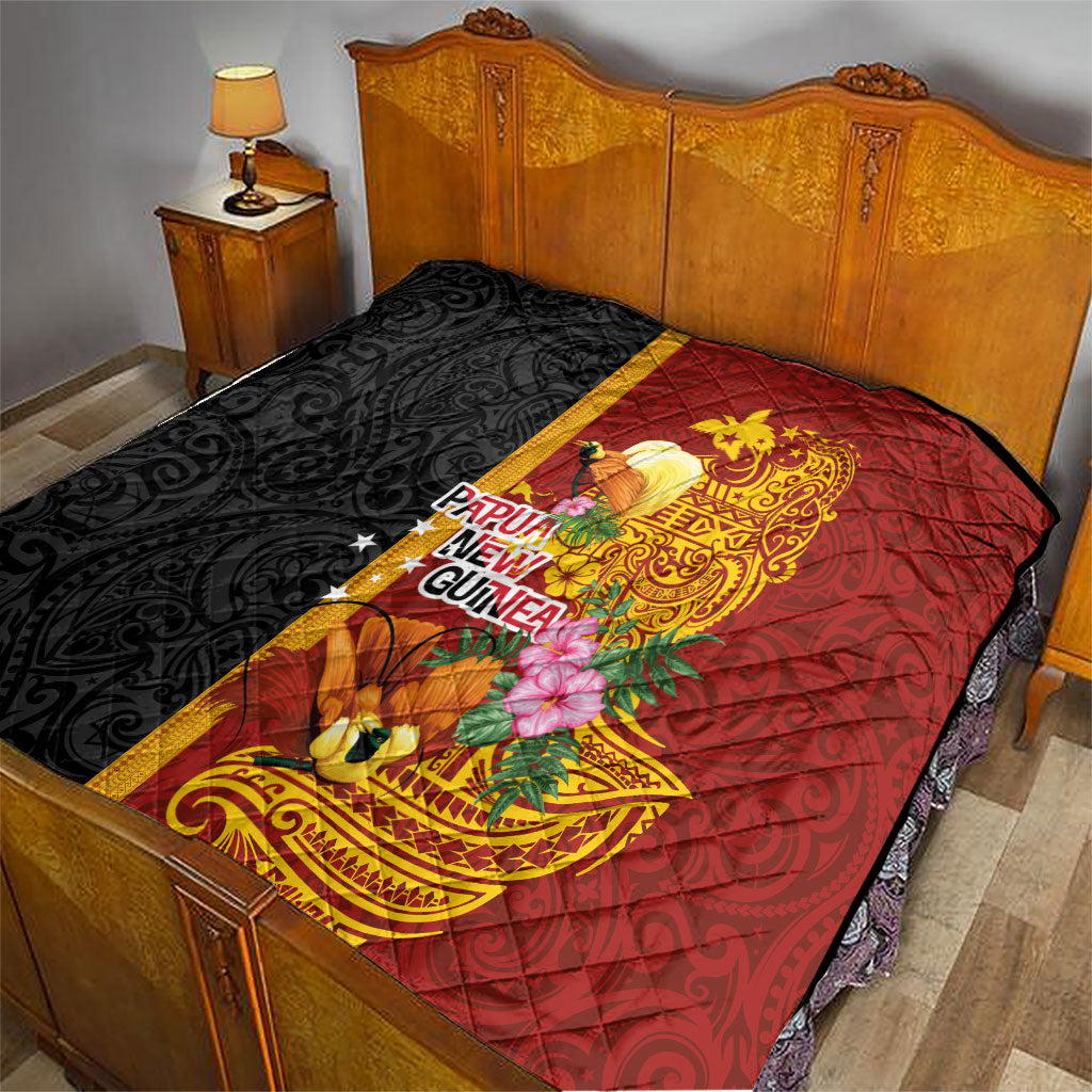 Papua New Guinea Independence Day Quilt Birds-of-Paradise Melanesian Tattoos Tropical Plants