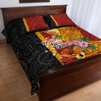 Papua New Guinea Independence Day Quilt Bed Set Birds-of-Paradise Melanesian Tattoos Tropical Plants