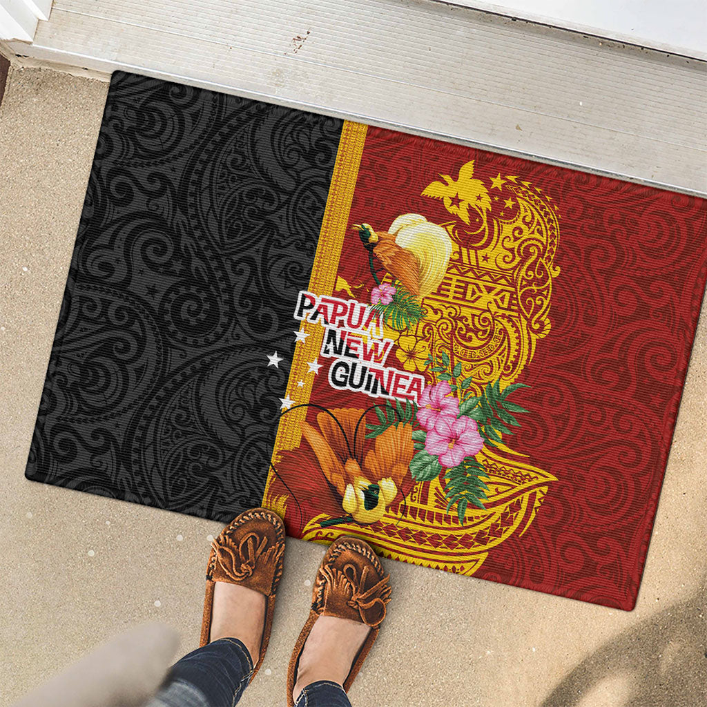 Papua New Guinea Independence Day Rubber Doormat Birds-of-Paradise Melanesian Tattoos Tropical Plants