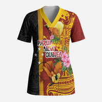 Papua New Guinea Independence Day Scrub Top Birds-of-Paradise Melanesian Tattoos Tropical Plants