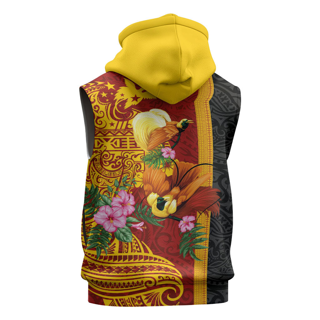 Papua New Guinea Independence Day Sleeveless Zip Hoodie Birds-of-Paradise Melanesian Tattoos Tropical Plants