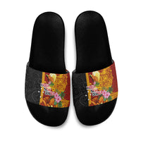 Papua New Guinea Independence Day Slide Sandals Birds-of-Paradise Melanesian Tattoos Tropical Plants
