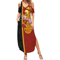 Papua New Guinea Independence Day Summer Maxi Dress Birds-of-Paradise Melanesian Tattoos Tropical Plants