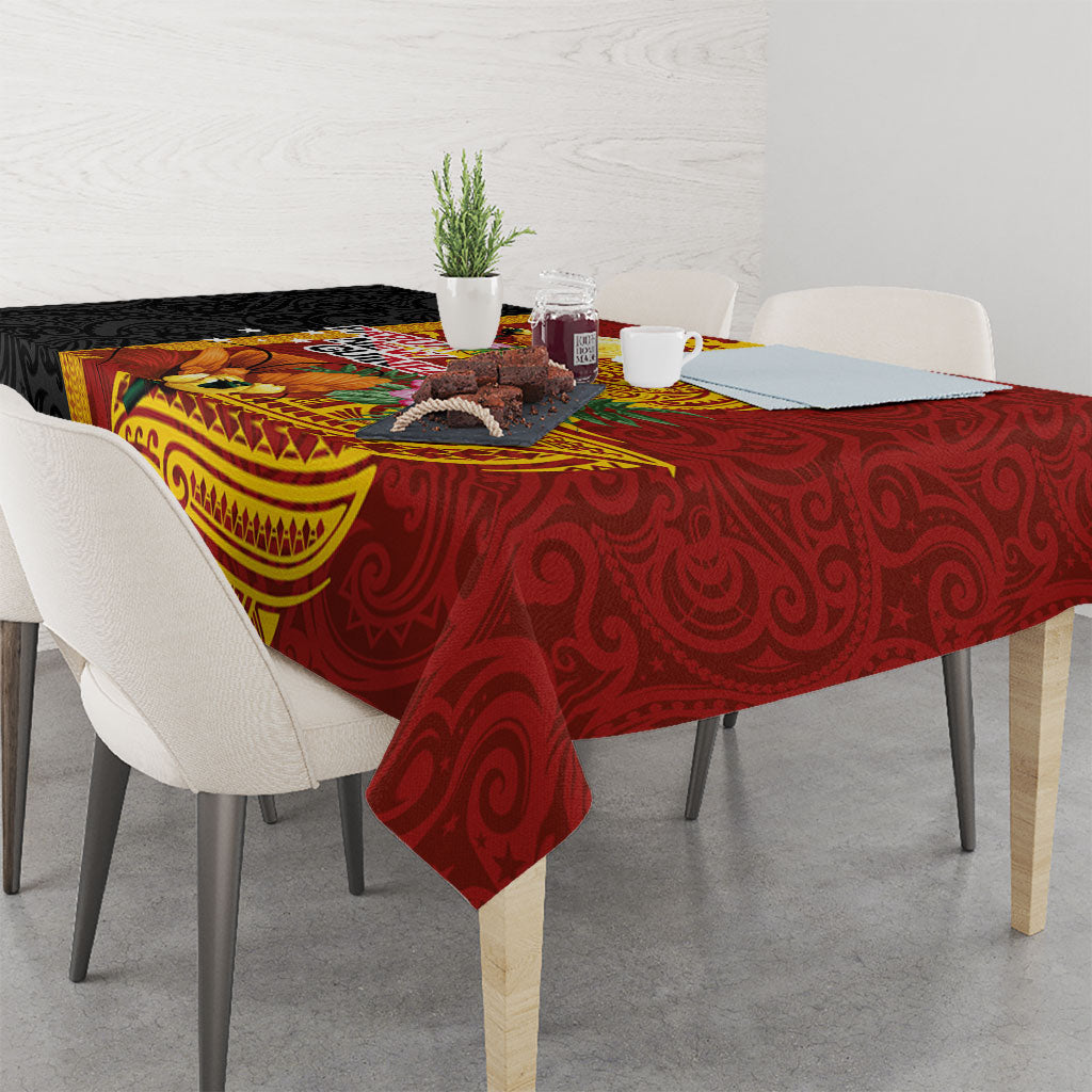 Papua New Guinea Independence Day Tablecloth Birds-of-Paradise Melanesian Tattoos Tropical Plants