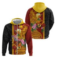 Papua New Guinea Independence Day Zip Hoodie Birds-of-Paradise Melanesian Tattoos Tropical Plants