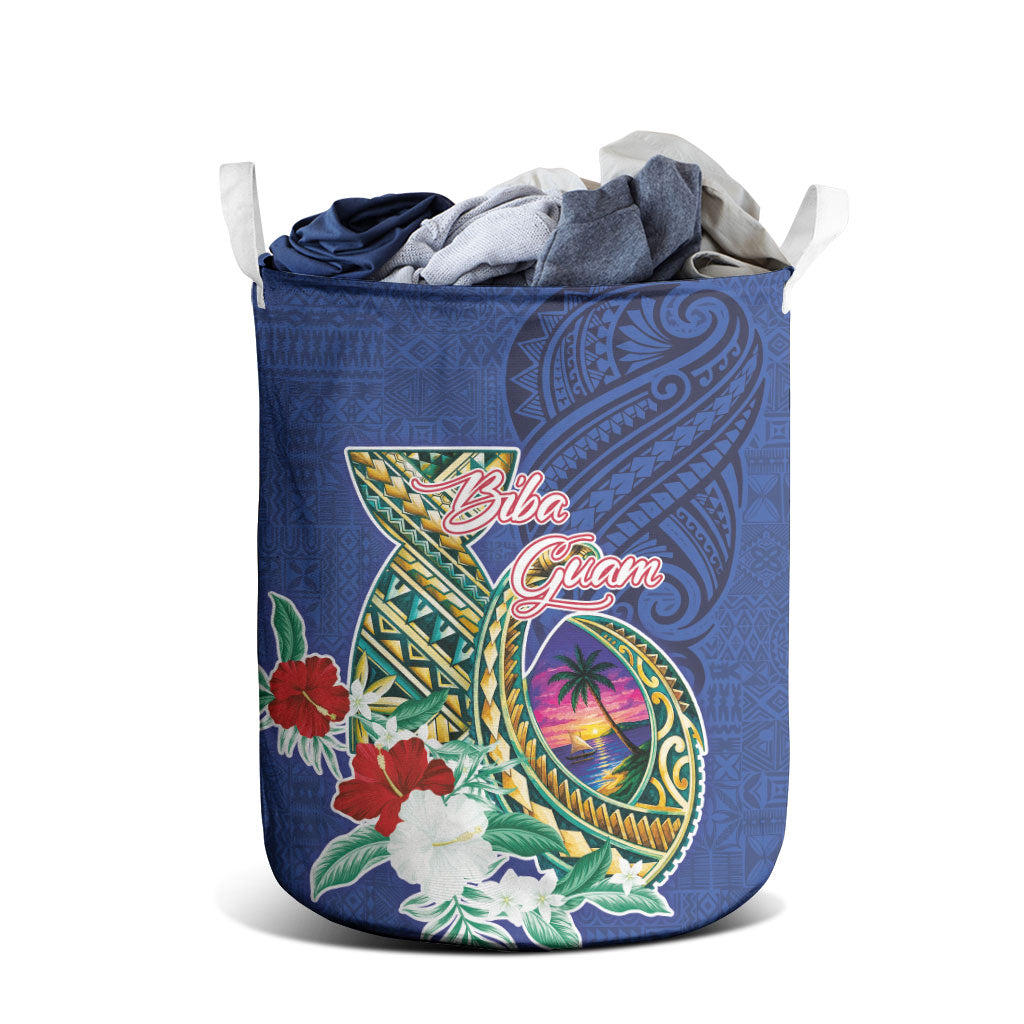 Guam Chamorro Laundry Basket Tribal Latte Stone and Seal Artwork Polynesian Patterns