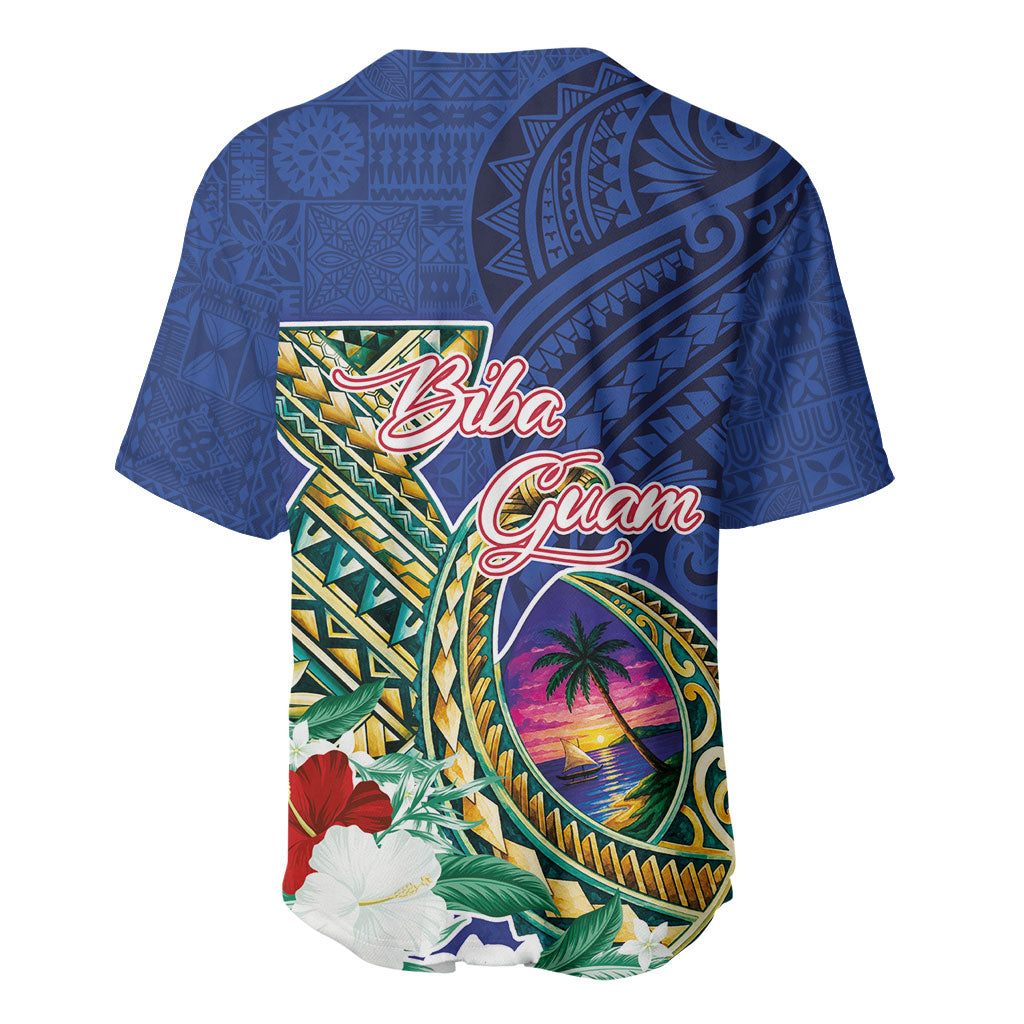 Guam Chamorro Baseball Jersey Tribal Latte Stone and Seal Artwork Polynesian Patterns