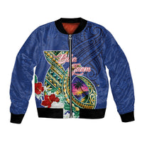 Guam Chamorro Bomber Jacket Tribal Latte Stone and Seal Artwork Polynesian Patterns