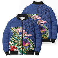 Guam Chamorro Bomber Puffer Jacket Tribal Latte Stone and Seal Artwork Polynesian Patterns