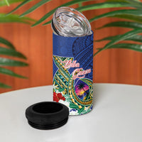 Guam Chamorro 4 in 1 Can Cooler Tumbler Tribal Latte Stone and Seal Artwork Polynesian Patterns