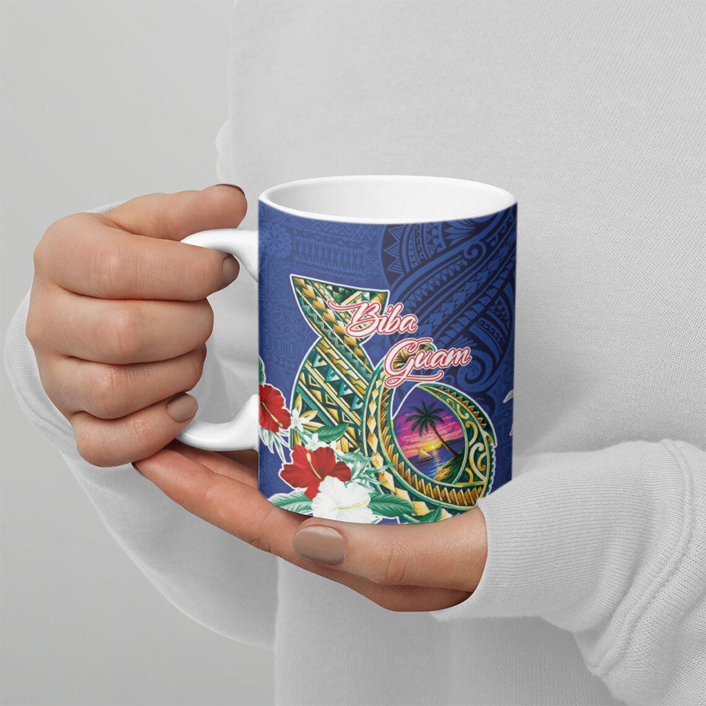 Guam Chamorro Ceramic Mug Tribal Latte Stone and Seal Artwork Polynesian Patterns