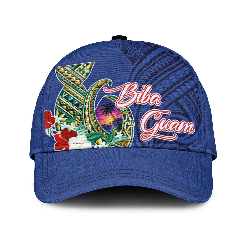 Guam Chamorro Classic Cap Tribal Latte Stone and Seal Artwork Polynesian Patterns