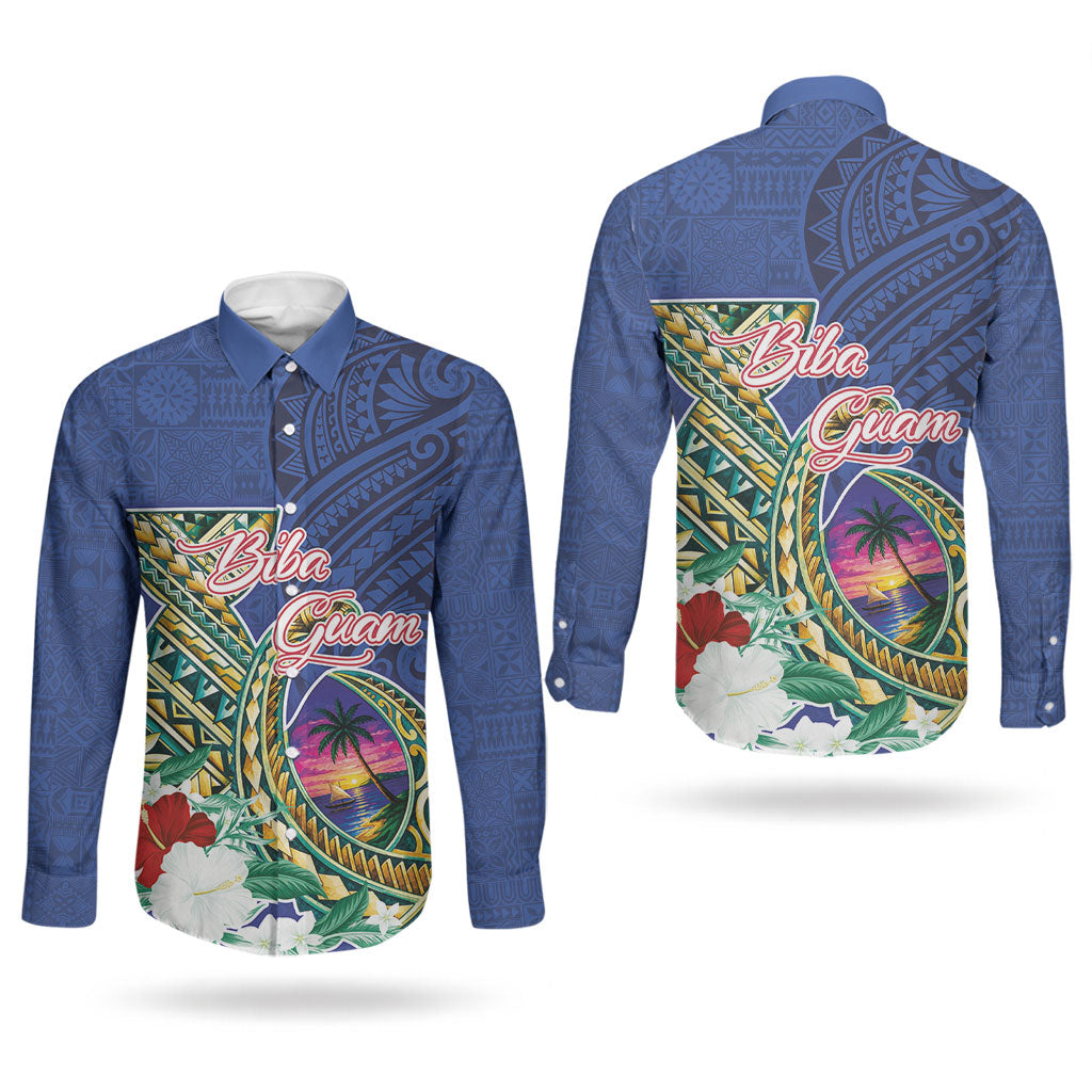 Guam Chamorro Couples Matching Short Sleeve Bodycon Dress and Long Sleeve Button Shirt Tribal Latte Stone and Seal Artwork Polynesian Patterns