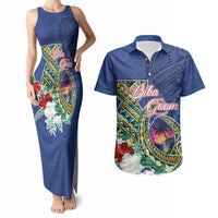 Guam Chamorro Couples Matching Tank Maxi Dress and Hawaiian Shirt Tribal Latte Stone and Seal Artwork Polynesian Patterns