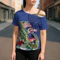 Guam Chamorro Cross Shoulder Shirt Tribal Latte Stone and Seal Artwork Polynesian Patterns