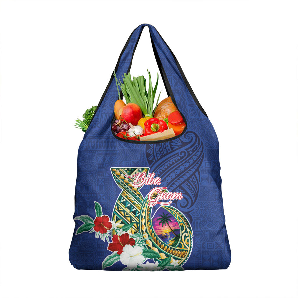 Guam Chamorro Grocery Bag Tribal Latte Stone and Seal Artwork Polynesian Patterns