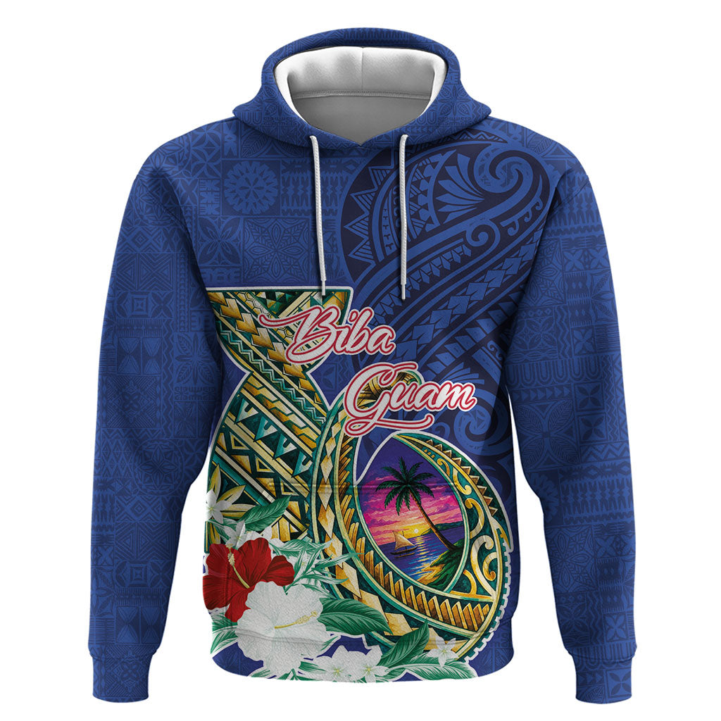 Guam Chamorro Hoodie Tribal Latte Stone and Seal Artwork Polynesian Patterns