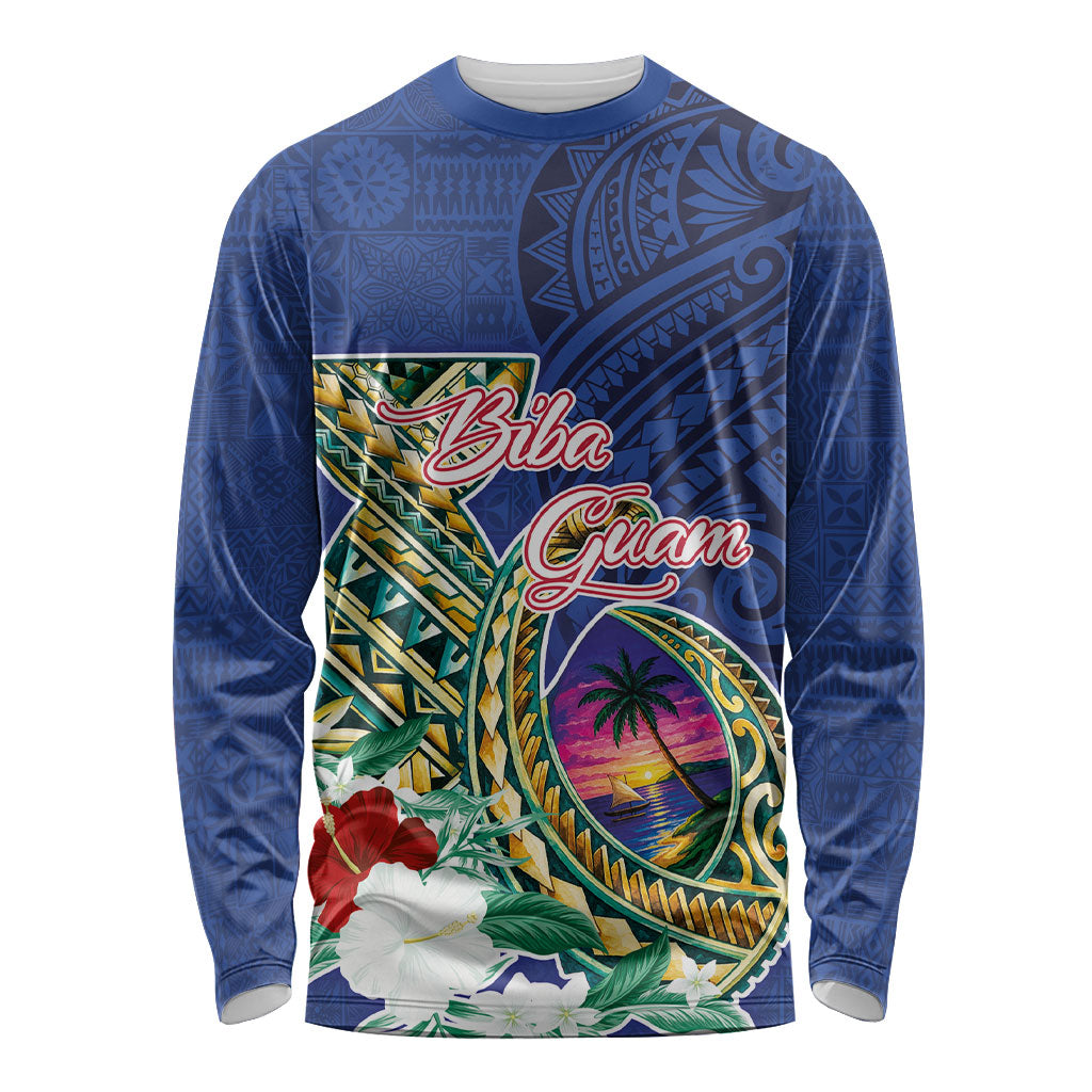 Guam Chamorro Long Sleeve Shirt Tribal Latte Stone and Seal Artwork Polynesian Patterns