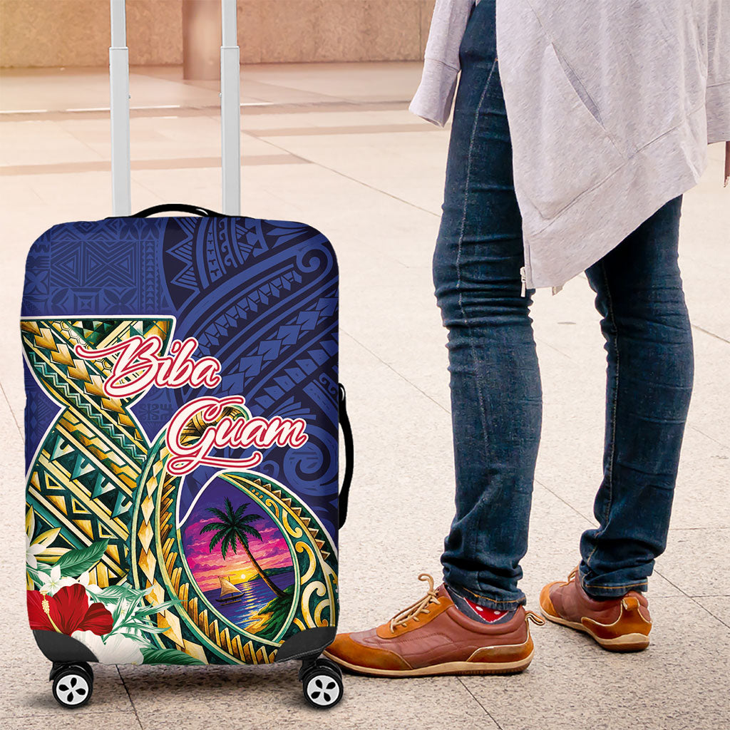 Guam Chamorro Luggage Cover Tribal Latte Stone and Seal Artwork Polynesian Patterns