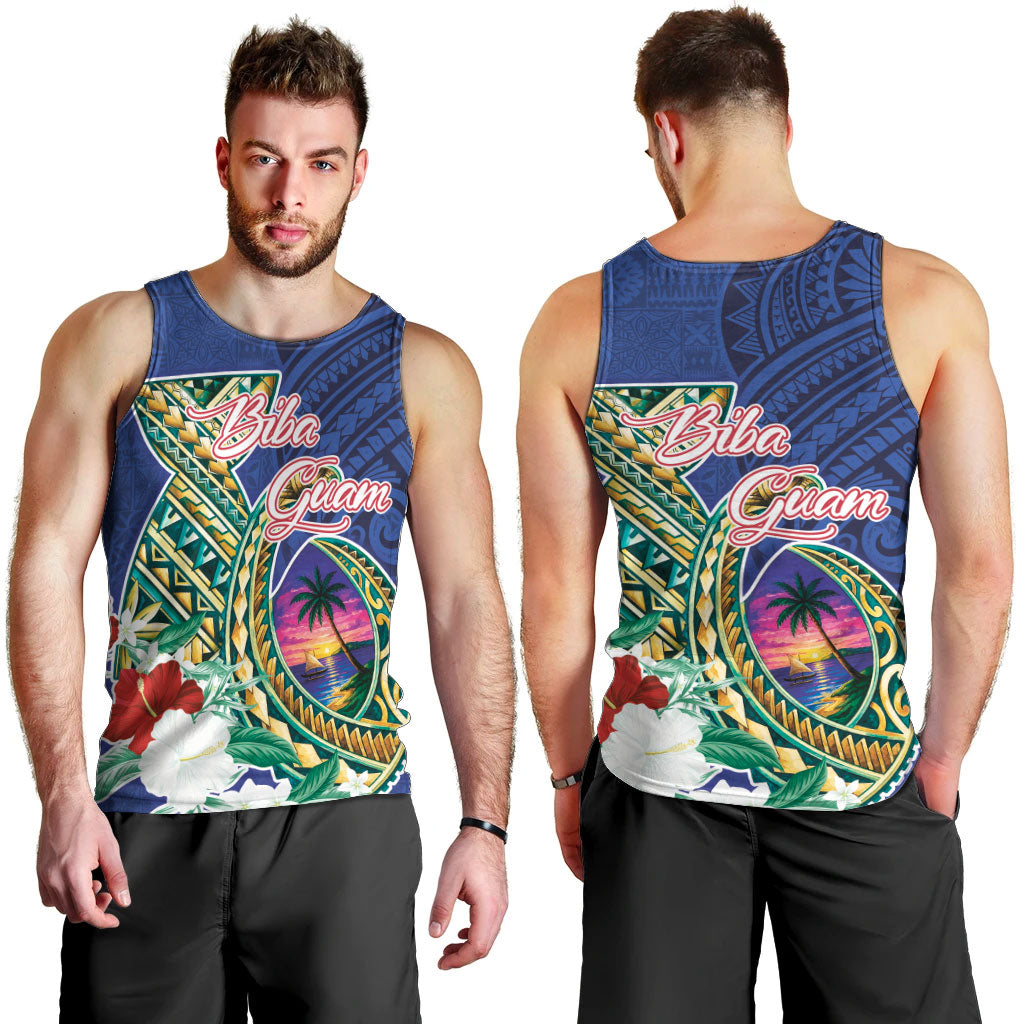 Guam Chamorro Men Tank Top Tribal Latte Stone and Seal Artwork Polynesian Patterns