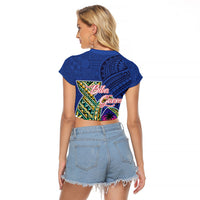 Guam Chamorro Raglan Cropped T Shirt Tribal Latte Stone and Seal Artwork Polynesian Patterns