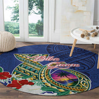 Guam Chamorro Round Carpet Tribal Latte Stone and Seal Artwork Polynesian Patterns