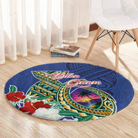 Guam Chamorro Round Carpet Tribal Latte Stone and Seal Artwork Polynesian Patterns