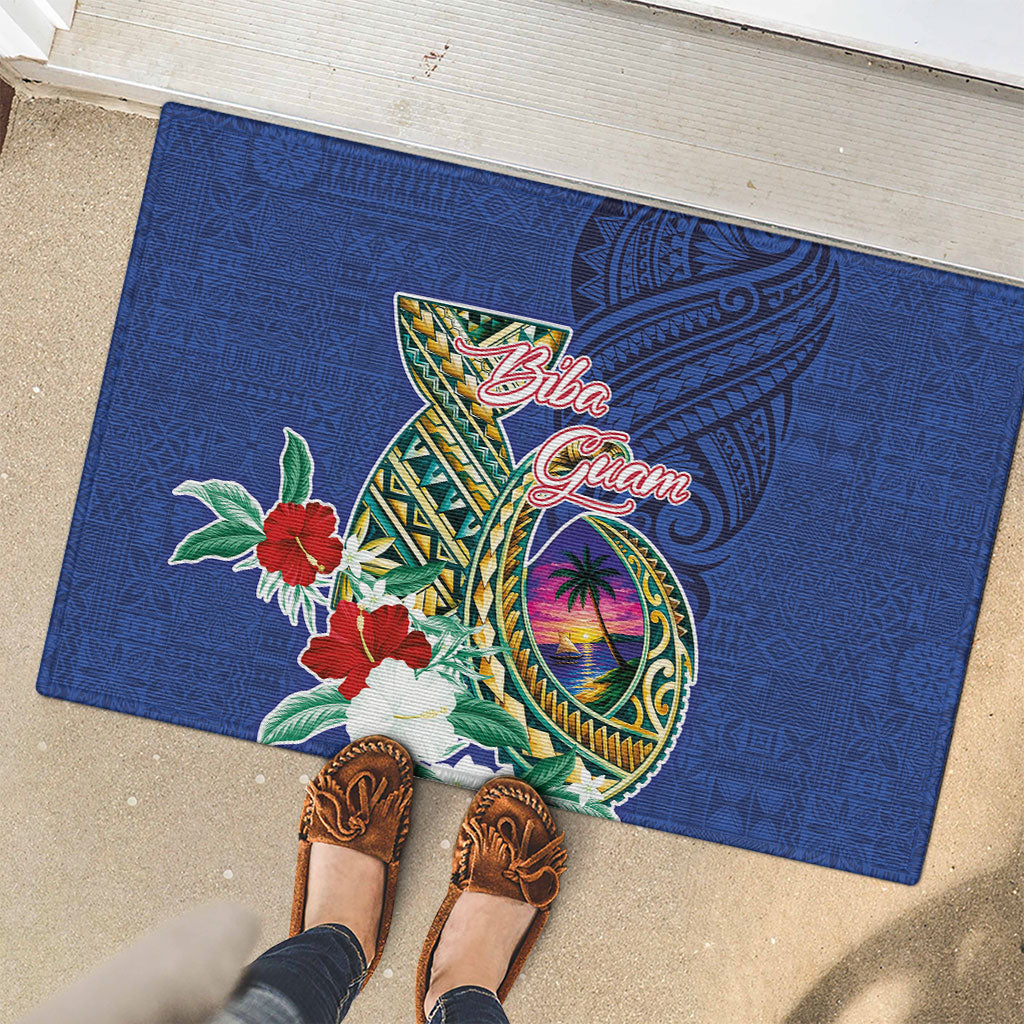 Guam Chamorro Rubber Doormat Tribal Latte Stone and Seal Artwork Polynesian Patterns